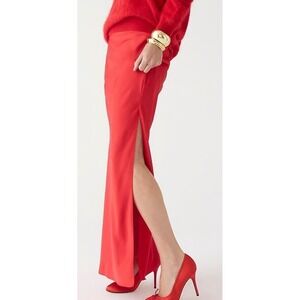 J. Crew Gwyneth Red Satin Maxi‎ Slip Skirt Size XXL Party Minimalist